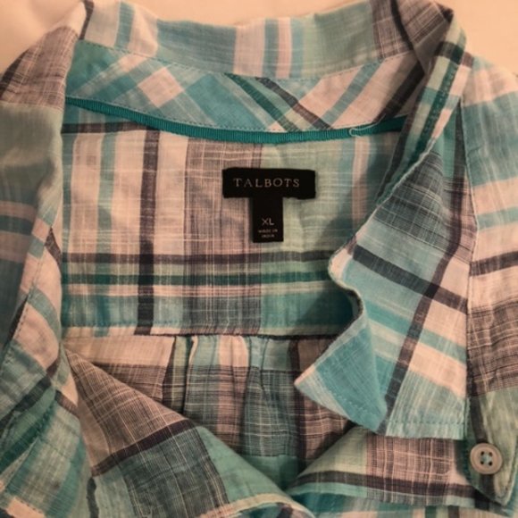 Women's Talbots Checkered Collared Buttondown Longsleeve - Picture 3 of 4
